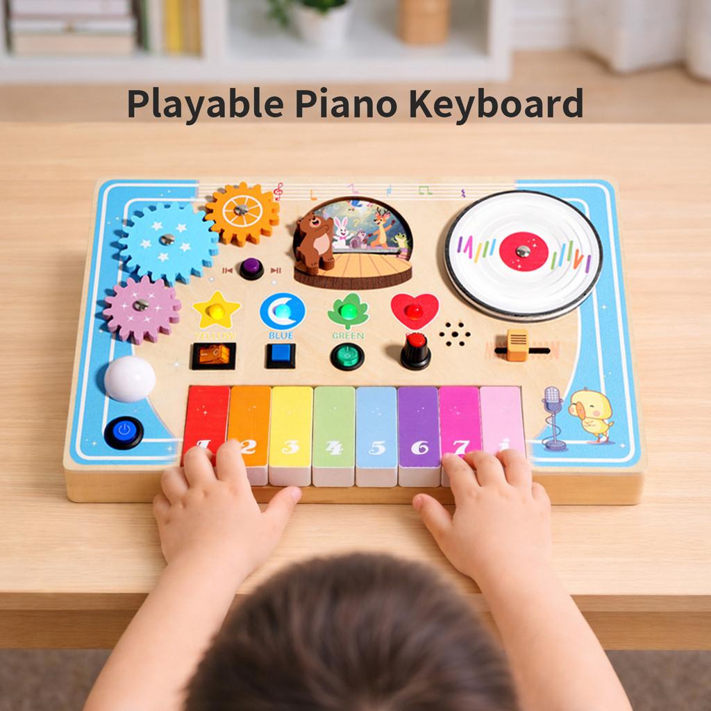 Wooden Childrens Educational Piano With Led Lights And Switch For Early Learning Fun