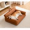 Waterproof Leather Pets Bed with Portable Handle Dogs Sofa Bed for Small/Medium Dogs Washable Pets Couch for Indoor & Travel Use