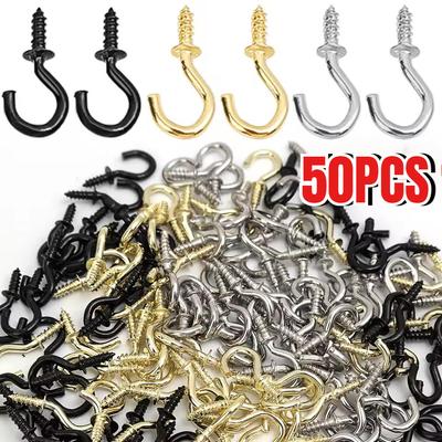 50 Stück Haken aus Eisen und Stahl, robuste Deckenhaken, Mehrzweck-Schraubhaken, Holz, selbstschneidende Schraube zum Aufhängen