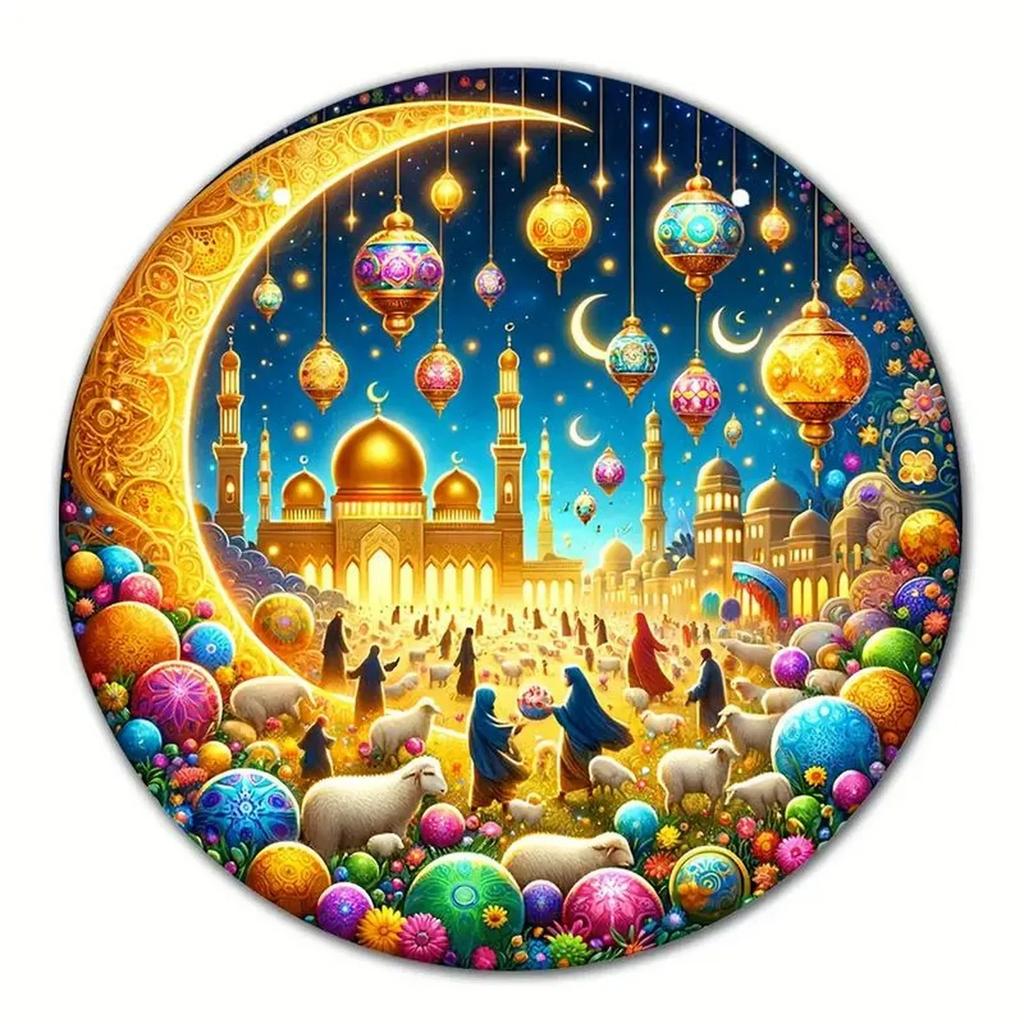 Retro Round Metal Tin Signs Sun And Moon Face Decor Pattern Nostalgic Iron Painting Novelty For Cafe Bar Man Cave Wall Decor