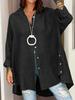 2026 European & American Women's Summer Cotton Linen Loose-Fit Nine-Sleeve Shirt