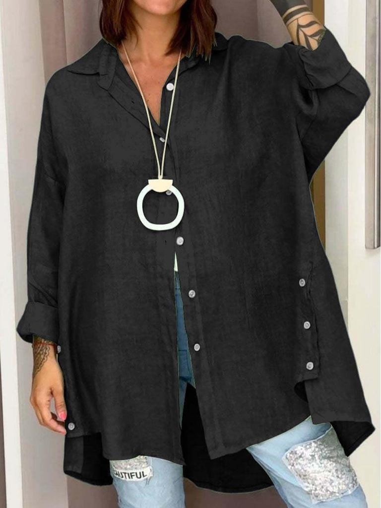 2026 European & American Women's Summer Cotton Linen Loose-Fit Nine-Sleeve Shirt