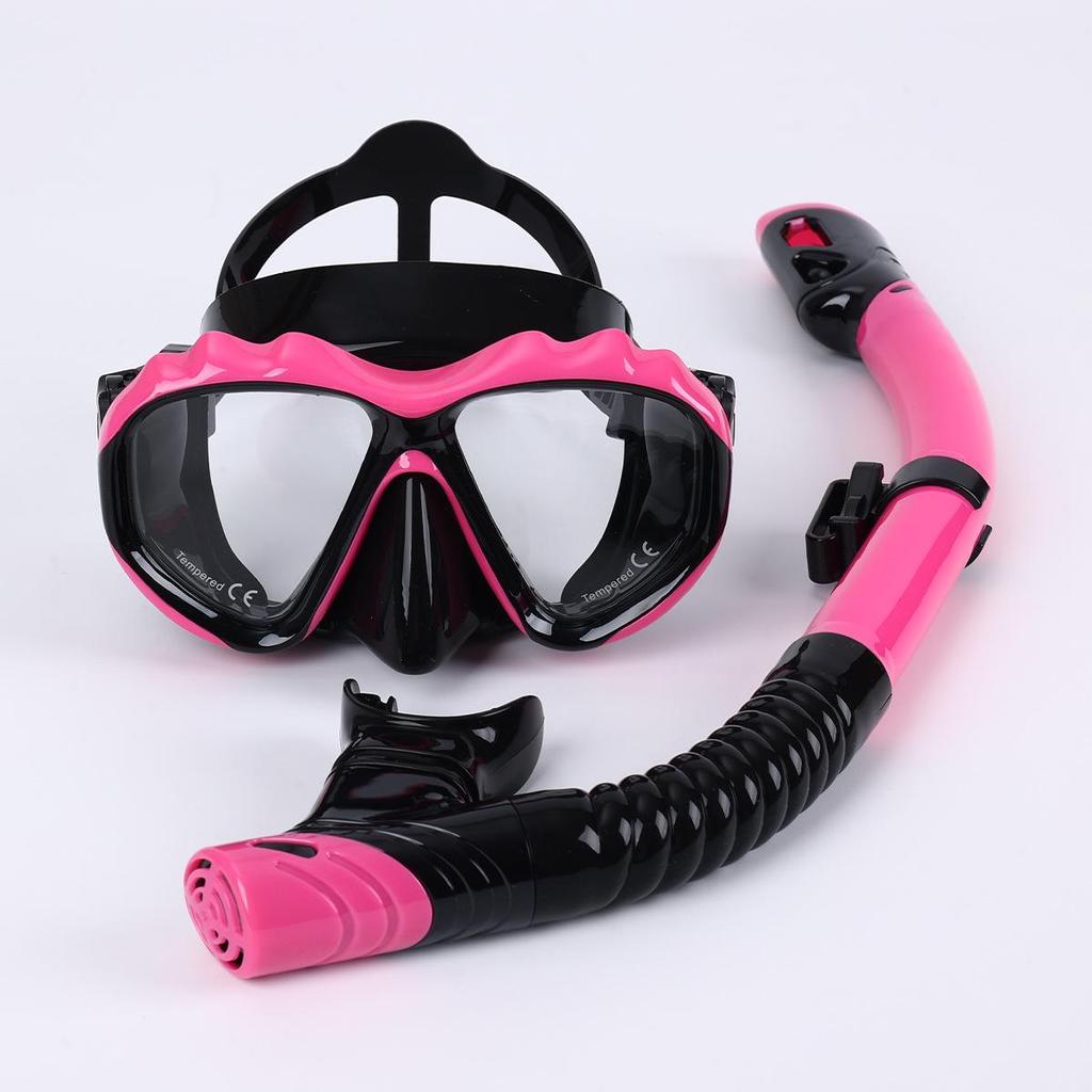 Maschera da Immersione in Silicone per Bambini e Adulti con Snorkel - Lente in Vetro Temperato HD, Montatura Grande