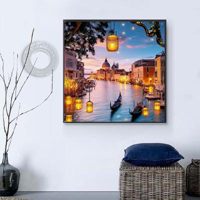 5D DIY Diamantová malba Pobřežní město Diamantové vyšívání Full Lay Anime Sady křížkového stehu Domácí dekorace Ručně vyrobený dárek