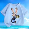 Summer Children's T-Shirt Candy Colors Zootopia Officer Judy Print Parent-Child Outfit New Casual Style