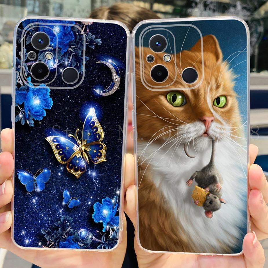 For Xiaomi Redmi 12C Case 2022 Cute Cat Butterfly Soft Silicone Slim Phone Case For Xiaomi Redmi 12C 12 C Redmi12C Fundas Bumper