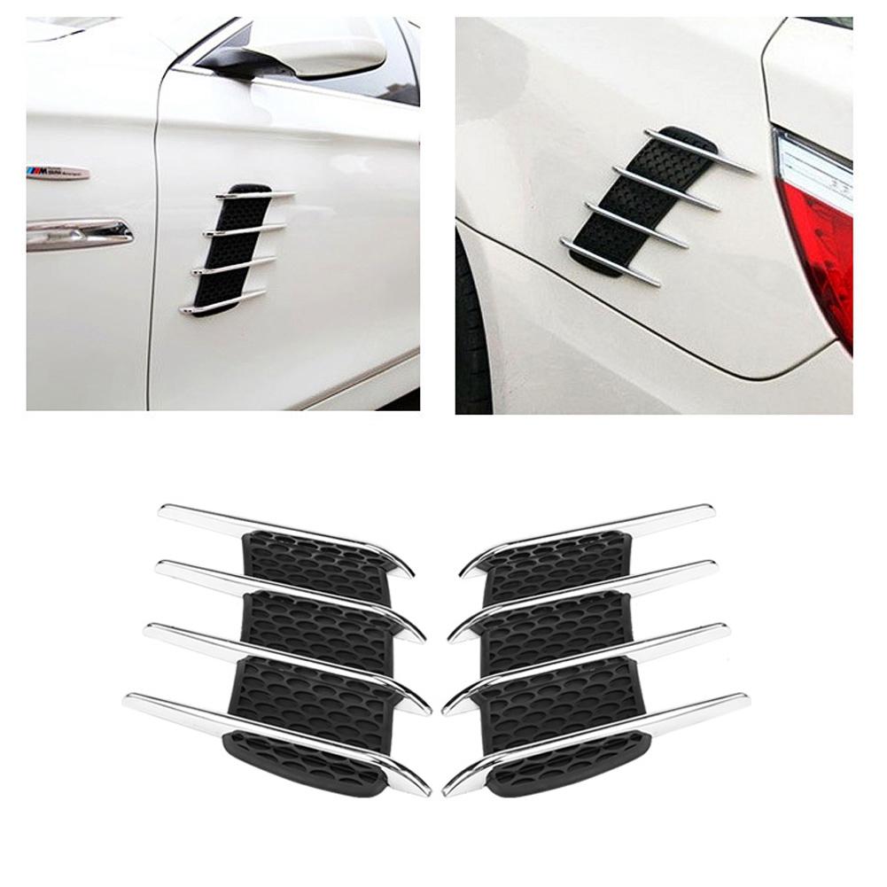 Pair of Car Exterior Hood Side Air Intake Flow Vent Shark Gills Outlet Decorative Trim Sticker