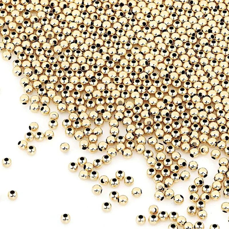 Wholesale 50PCS 2-4MM 14K Gold beads round smooth jewelry beads for bracelet&necklace making 14K Gold jewelry Findings