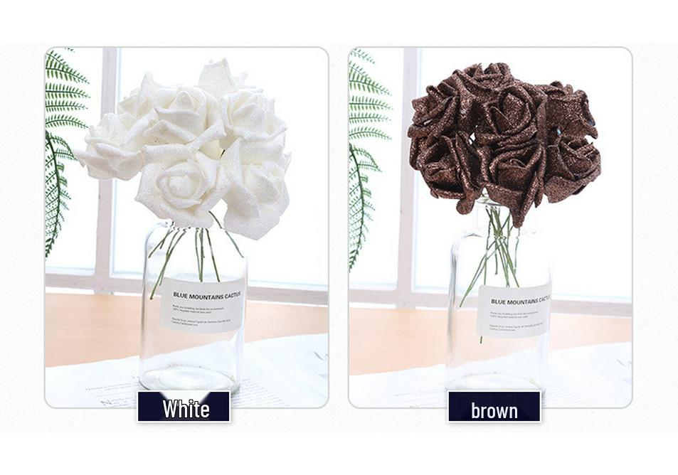 PE Gold Powder Artificial Roses for DIY Bouquets - Valentine's Day, Weddings, Flower Shops