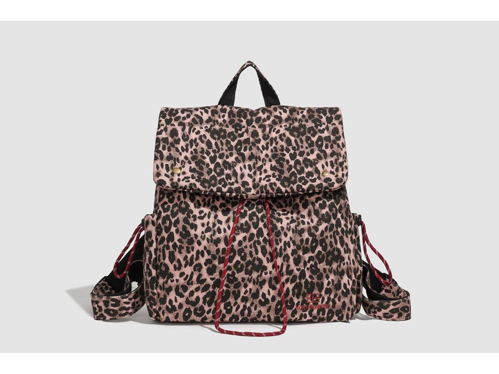 2025 Retro Leopard Print Damen Canvas Rucksack: Herbst/Winter College-Stil, lässige Tasche mit großem Fassungsvermögen