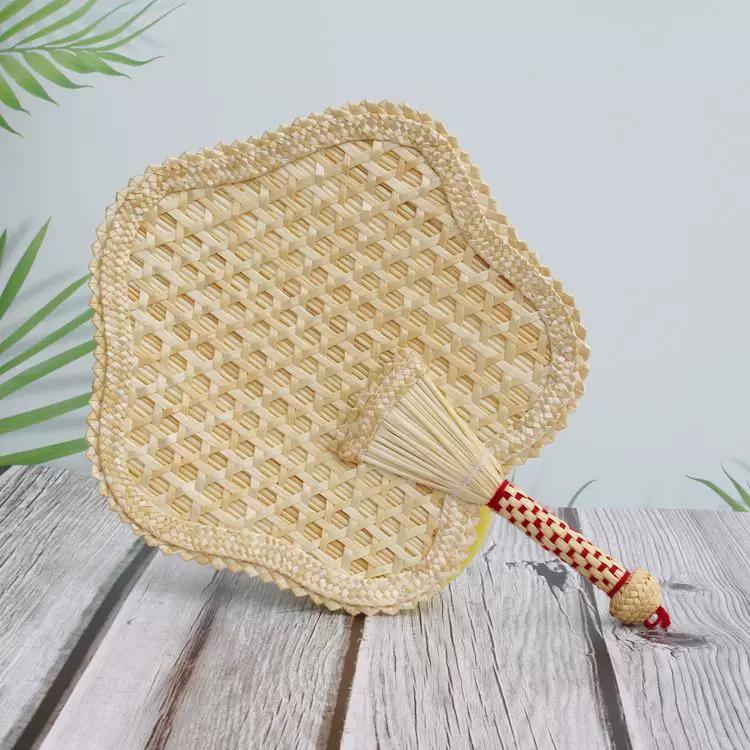 Straw Fan Old-Fashioned Fan Summer Hand-Cranked Kids Mosquito Repellent Palm-Leaf Fan Hand-Woven round Fan Chinese Style Classical