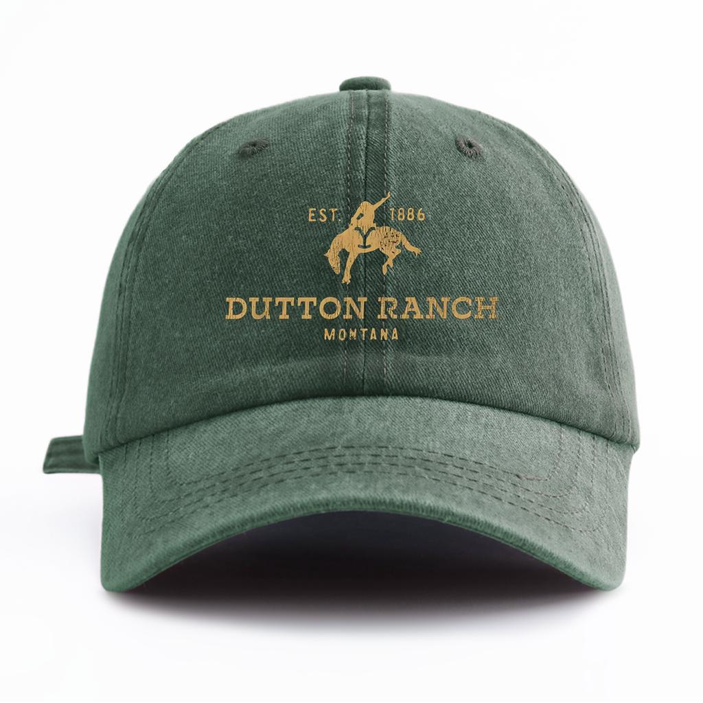 1pc Dutton Ranch Print Washed Baseball Cap for Adults, Minimalist Retro Style Casual Soft Adjustable Dad Hat, Perfect As Gift