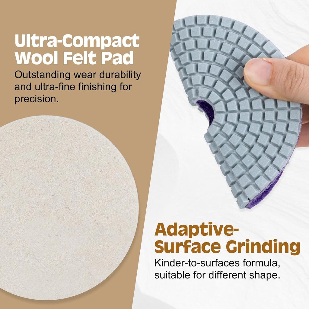 20 Pack 4 Inch Diamond Polishing Pads, Granite Polishing Pads Kit With 5/8''-11 Backer Pad, 50-6000 Grit Wet/Dry Polishing Pads For Marble, Concrete,