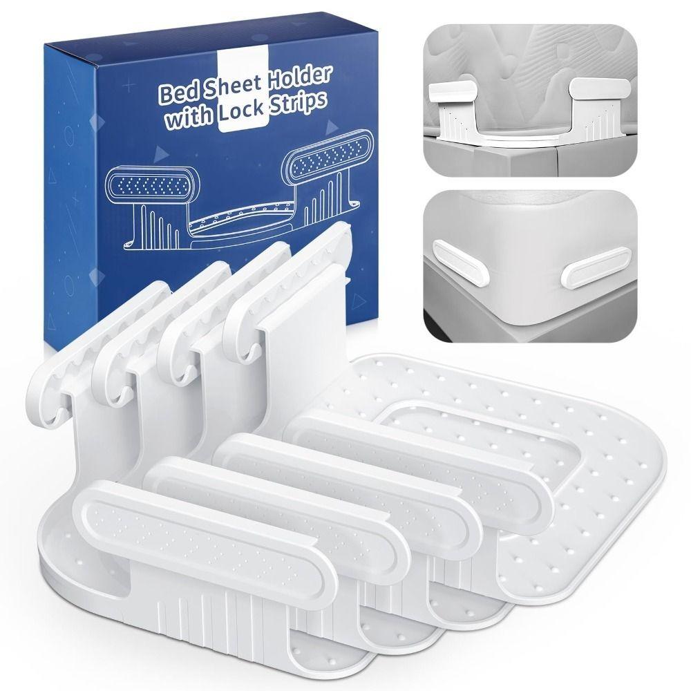 

4Pcs Keep Sheets Firm & Tight Bed Sheet Holder Invisible Bedsheet Grippers Fixed for Corners 4pcs білий