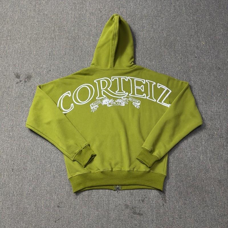 Corteiz Alcatraz Retro Print Kapuzenpullover Jogginghosen Set Herren Lockerer Schnitt Streetwear