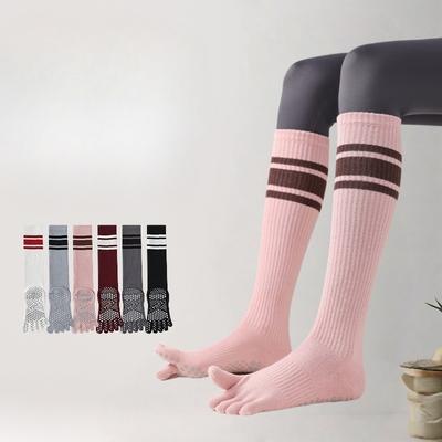 Fünf-Finger Yoga Socken, Anti-Rutsch, Damen Laufen, Seilspringen, Fitness, Radfahren, Druck, Waden Sport, Lange Strümpfe