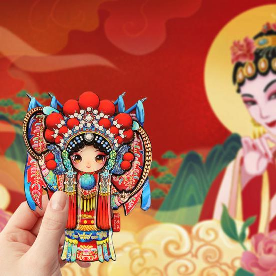 Peking Opera Character Refrigerator Magnet Chinese Style Wooden Peking Opera Role Fridge Magnet Home Kitchen