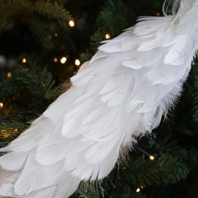 Pavão Artificial de Natal Colorido com Penas de Glitter Cauda Longa Pássaro de Natal Enfeites com Clipe Pavão Simulado Feito à Mão