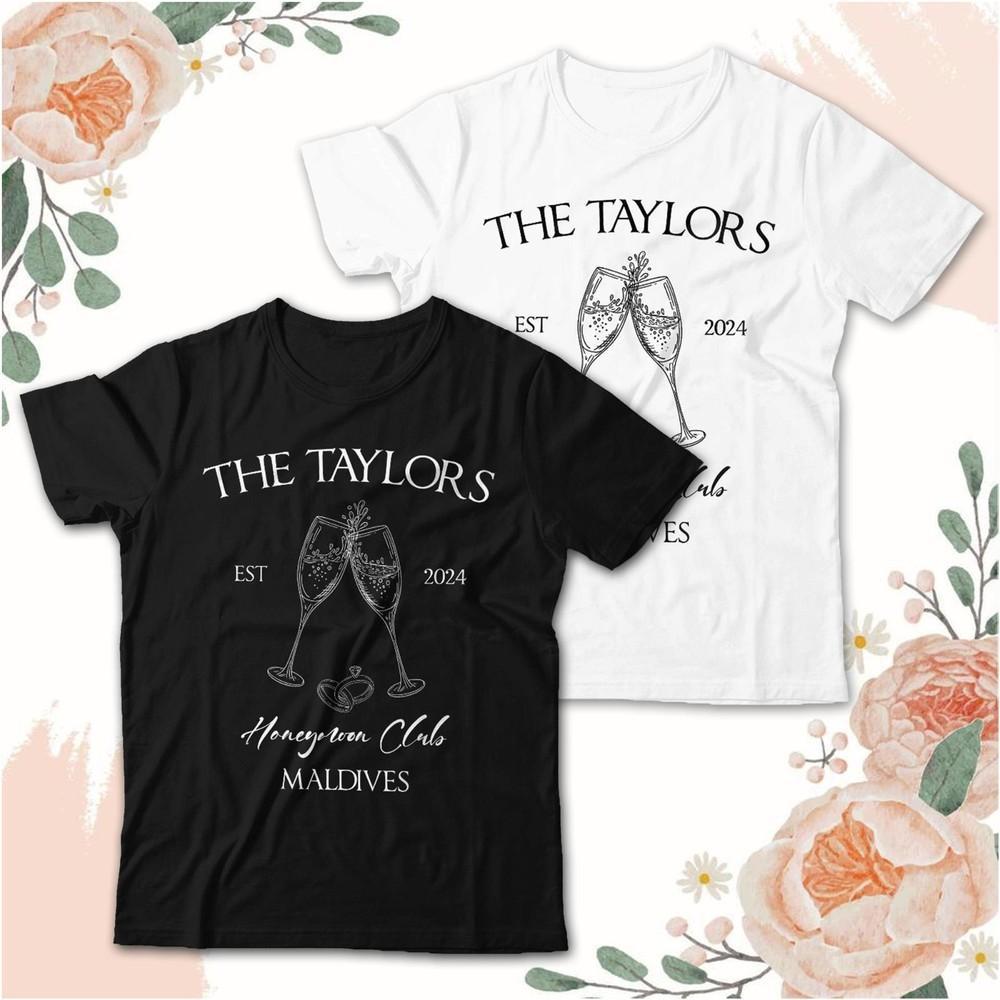 

Custom Wedding Honeymoon Unisex Tshirt Personalised Newlywed Mr and Mrs Matching M