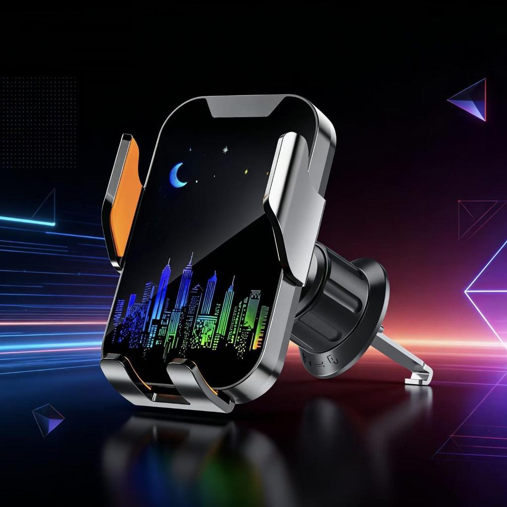 Creative Car Phone Holder with Spring Damping Clip for Dashboard - Bustling City Design