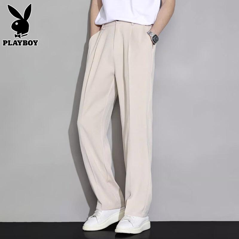 Playboy Men's Summer Breathable Straight-Leg Casual Suit Pants