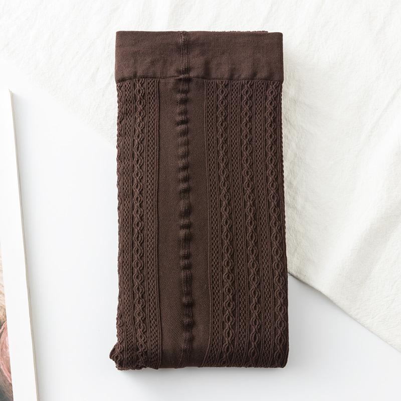 Grey See-through Cable Knit Leggings for Women - Spring & Autumn Thin Style Pantyhose That Stay Up