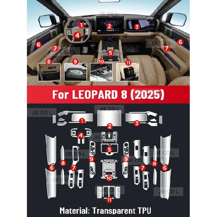 For LEOPARD 8 2025 Anti-scratch Car Interior Center Console Media Dashboard Navigation TPU Protector Film