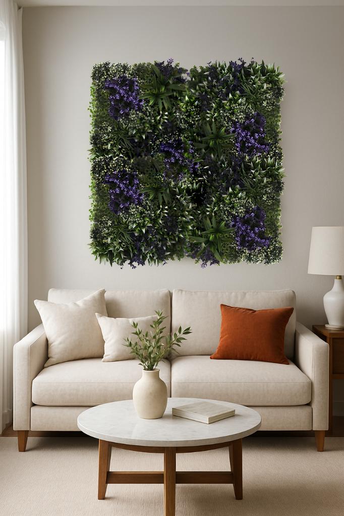 Green Wall - Plant Panel - Violet Flowers - Uv 50 X 50