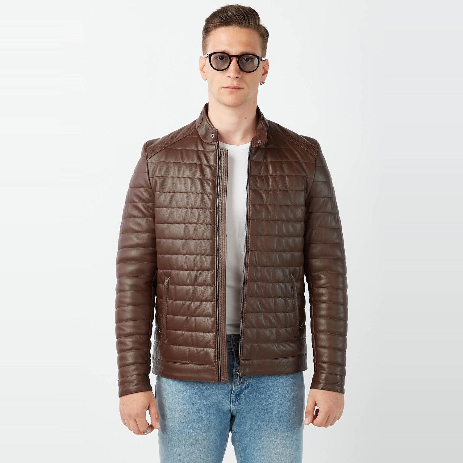 

Nikola Мужское пальто из натуральной кожи каштанового цвета XS коричневый