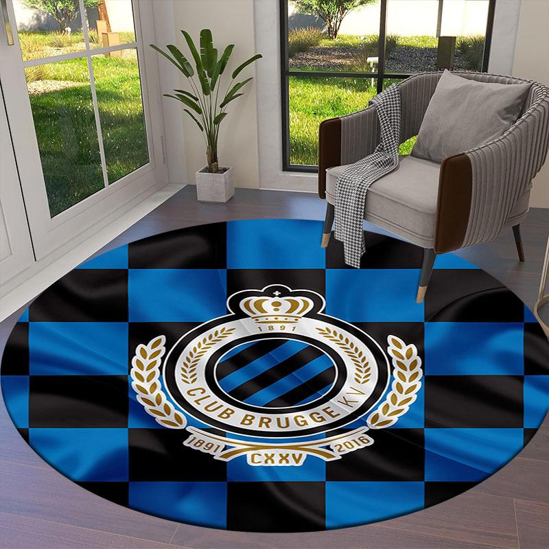 Club Brugge KV Round Area Rug,Carpet Rug for Living Room Bedroom Sofa Playroom Decor,Non-slip Floor Mat