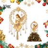 Acrylic Angel Topper Christmas Tree Topper, Winged Treetop Ornament with Fireplace Spring Base for Xmas Tree, Holiday Home Party Decor
