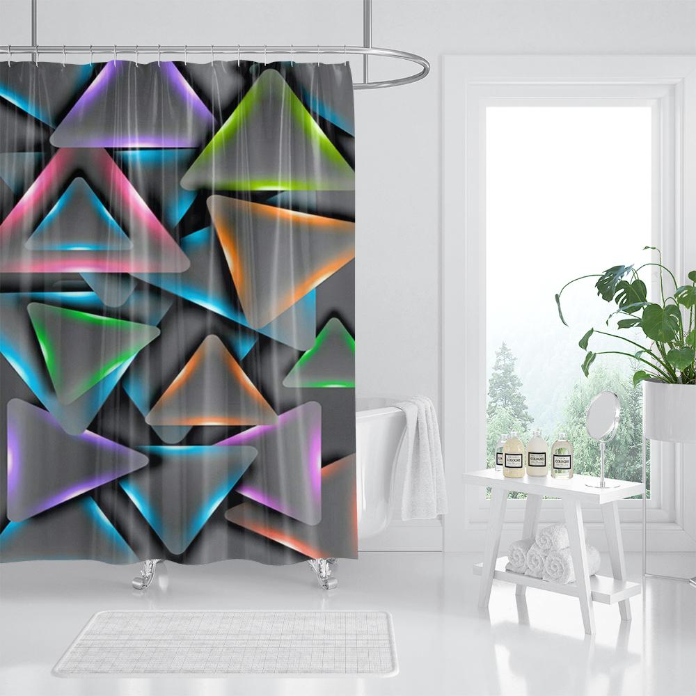 Tende da Doccia con Motivo a Mosaico Blu Tenda da Bagno Impermeabile in Poliestere Geometrica per Bagno Decorazione della Casa Tenda con Ganci