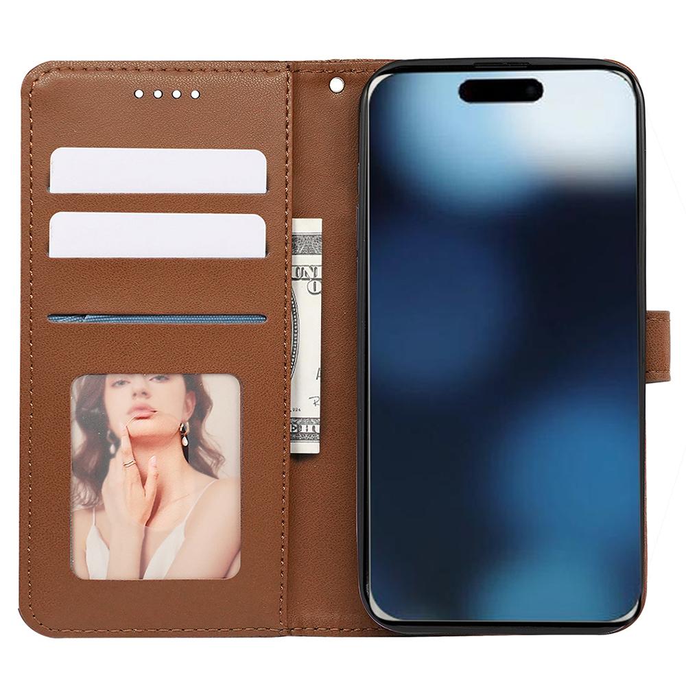 

For iPhone 16 Case Cubic Grid Imprint PU Leather Folio Flip Phone Cover