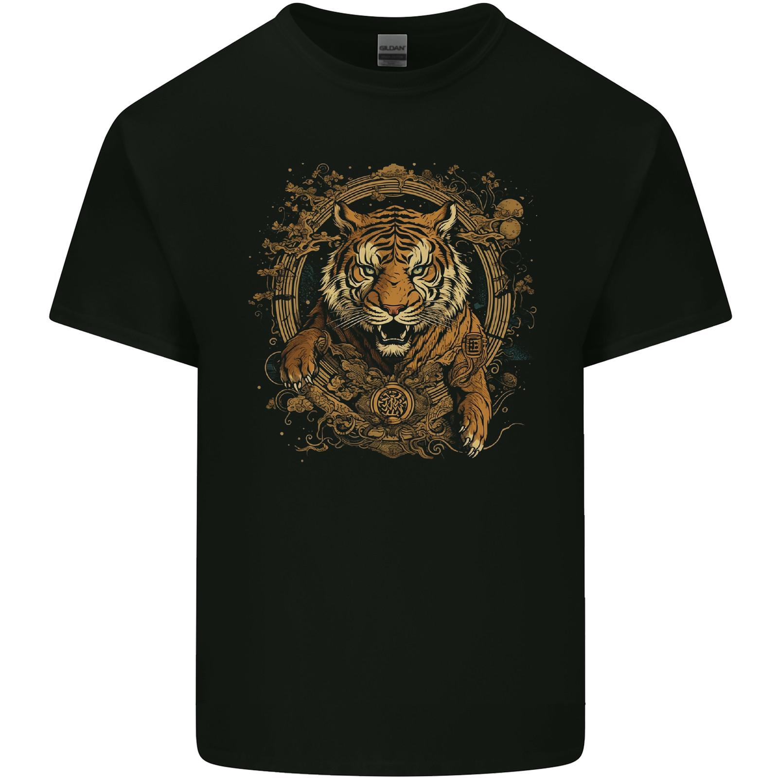 26 A Ferocious Tiger With a Japanese Background Mens Light Cotton T-Shirt Unisex T-Shirt M