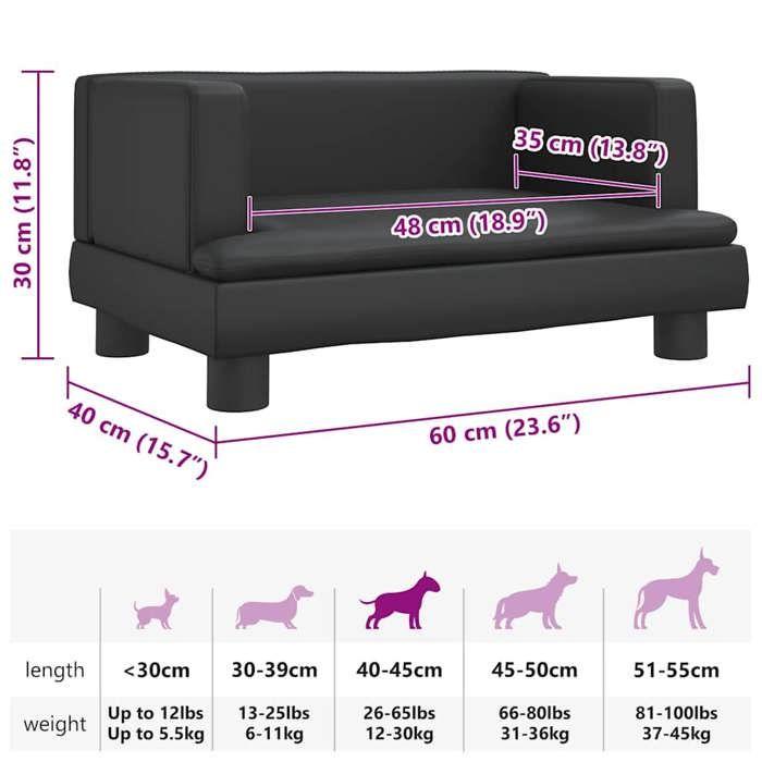 VidaXL Dog Bed, Pet Sofa with Wooden Frame, Basket for Puppies Indoor House, Black 171913