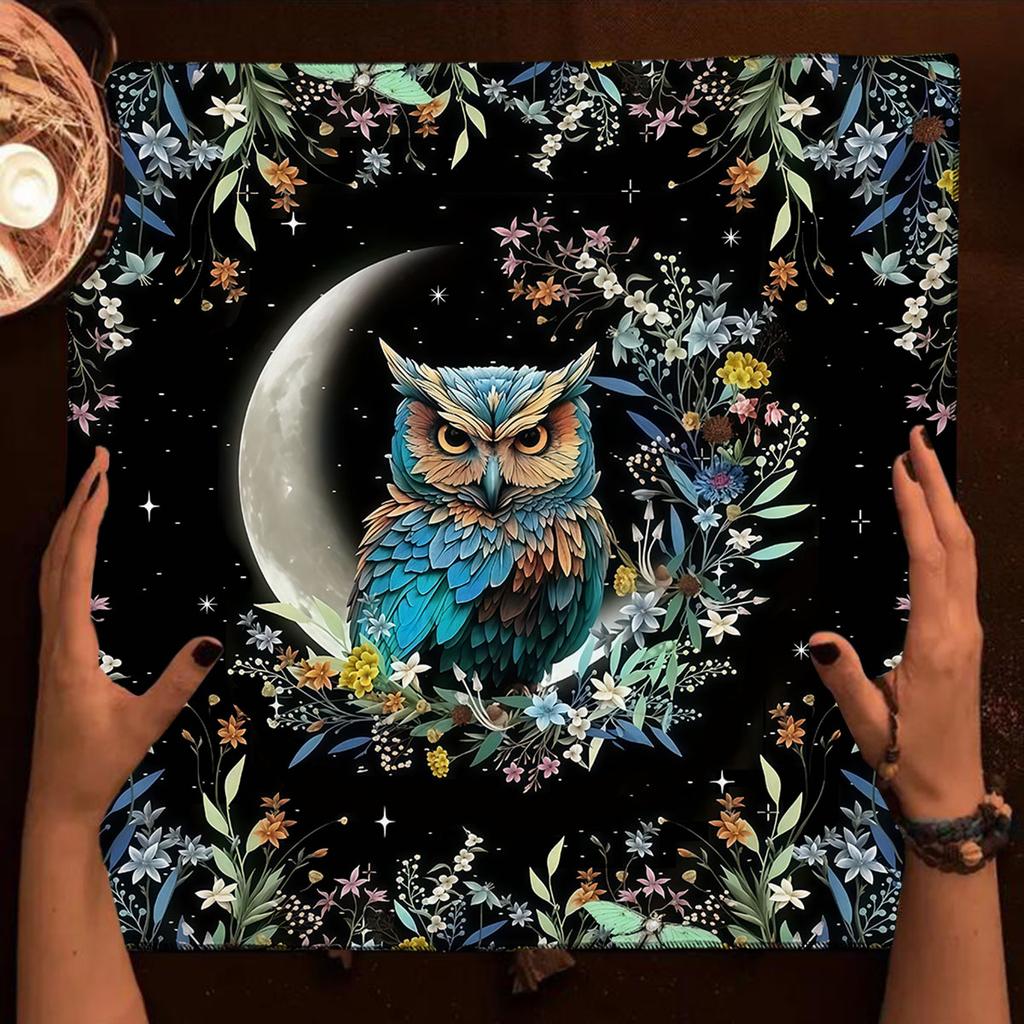 Colorful Mandala Black Cat Altar Cloth Tarot Tablecloth Witchcraft Cat & Moon Starry Sky Divination Cloth Tarot Mat Home Decor