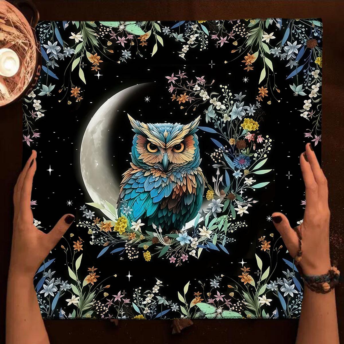 

Кольорова Мандала Чорний Кіт Вівтарна Тканина Скатертина для Таро Відьмацтво Кіт і Місяць Зоряне Небо Тканина для Ворожіння Килимок для Таро Домашній Декор 50x50cm