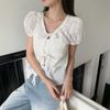 New ArrivalS Open Run Women S Lace Ribbon Strap Short Sleeve Cotton blouSe
