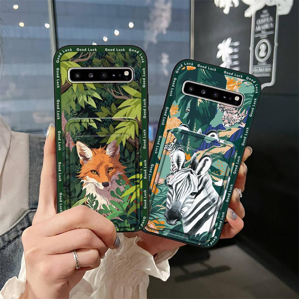 Shockproof Silicone Phone Case For Samsung Galaxy S10 5G/SM-G977N Soft Case Cover Cute Anti-knock Card Slot Back Cover