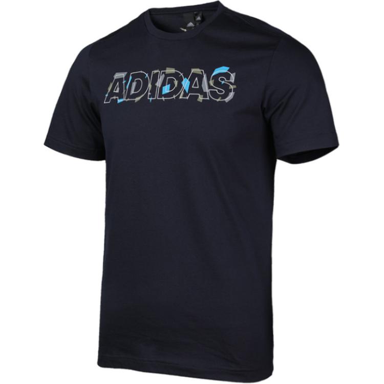 Adidas Mh Lineage T-Shirt Soft Comfortable Versatile Crew Neck Short Sleeve Men T-Shirts Blue DV3094