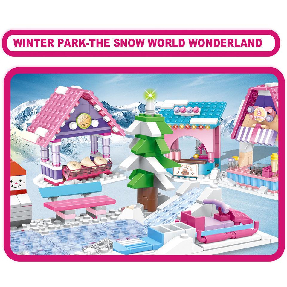 WOMA TOYS C0212A House Building Brick DIY Ice Hockey Snow House Building Block Bricks Set for Girl