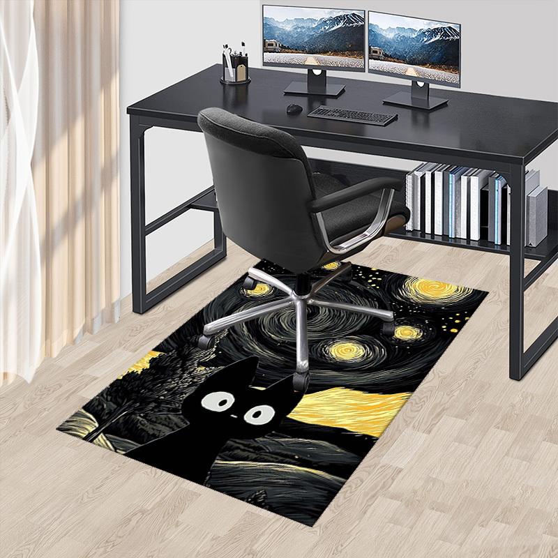 1pc Starry Night Cat Office Chair Mat - Non-Slip Carpet for Desk, Festive Gift Idea, Suitable for Home Decor, Living Room, Bedroom, Game Room.P082