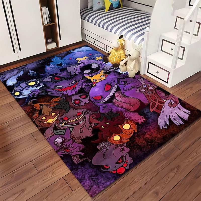Cartoon Ghosts and Spirits Pattern Rug for Home Décor Suitable for Use As an Anti-slip Game Mat for Living Room and Bedroom Sofas