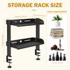 2 Tiers Clamp-on Desk Shelf No Drill Desk Organizer Rack Space Saving Adjustable Metal Computer Desktop Clamp High Load-Bearing
