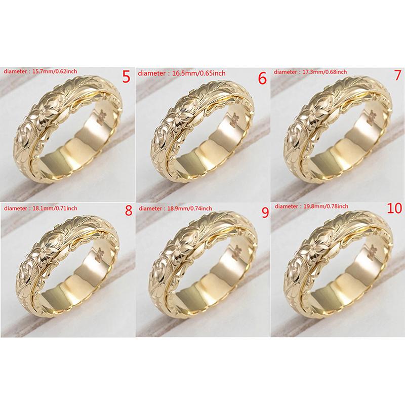 Wykwintny damski pierścionek ze złota 14K, zawieszony, grawerowany pierścionek z kwiatem, prezenty rocznicowe