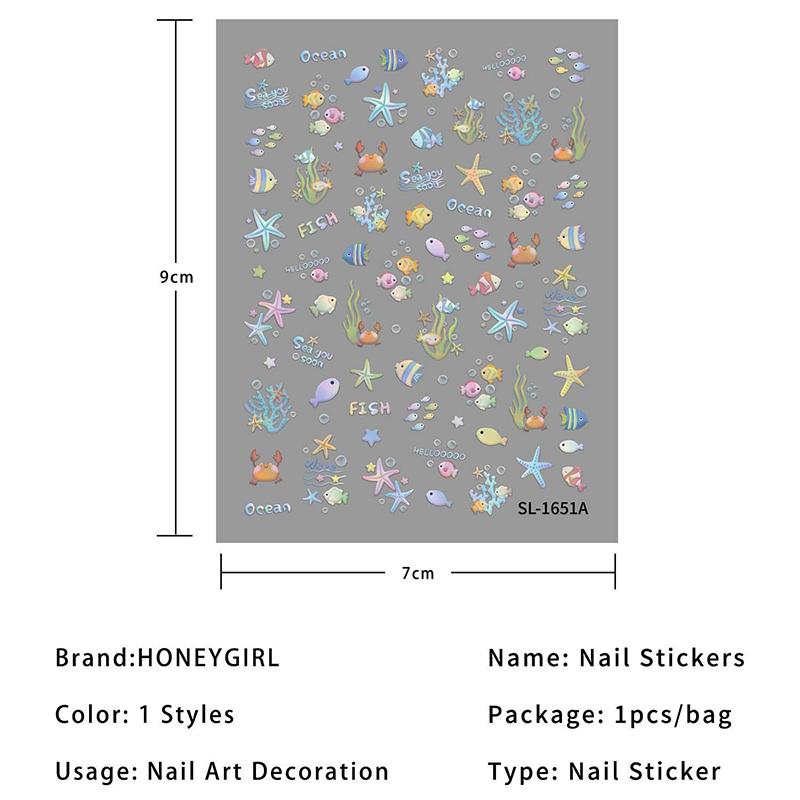 3D Starfish Embossed Nail Art Stickers Ocean Themed Self Adhesive 1Pcs Nail Decals for Summer Beach Vacation Manicure