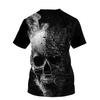 Kortärmad Sommar T-shirt i Plusstorlek Herr Outfit Svart Skalle Huvud 3d Tryck T-shirts Herr Casual Sportkläder T-shirt Manlig