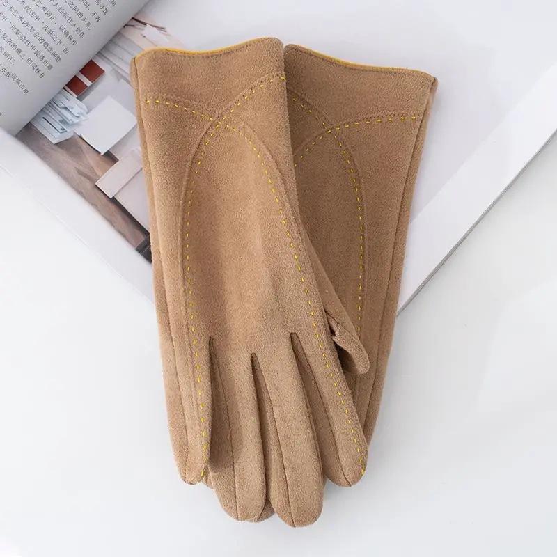 

Модный стиль Плюс бархат Утолщенные Женские Зимние Сохраняющие тепло Перчатки из замши с сенсорным экраном Для вождения Велоспорта Индивидуальные Варежки One Size