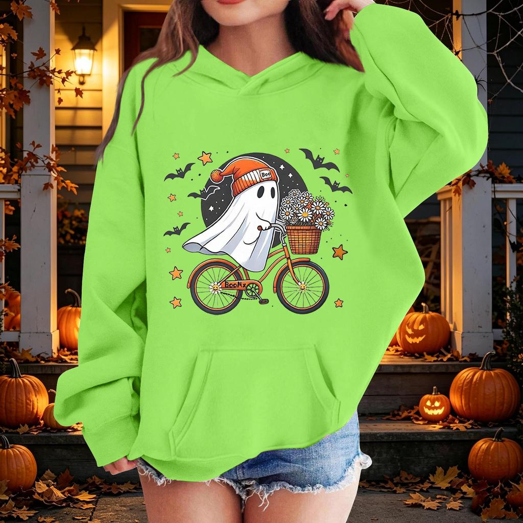 Kids Halloween Printed Hoodie, Loose Fit Casual Pullover for Boys Girls