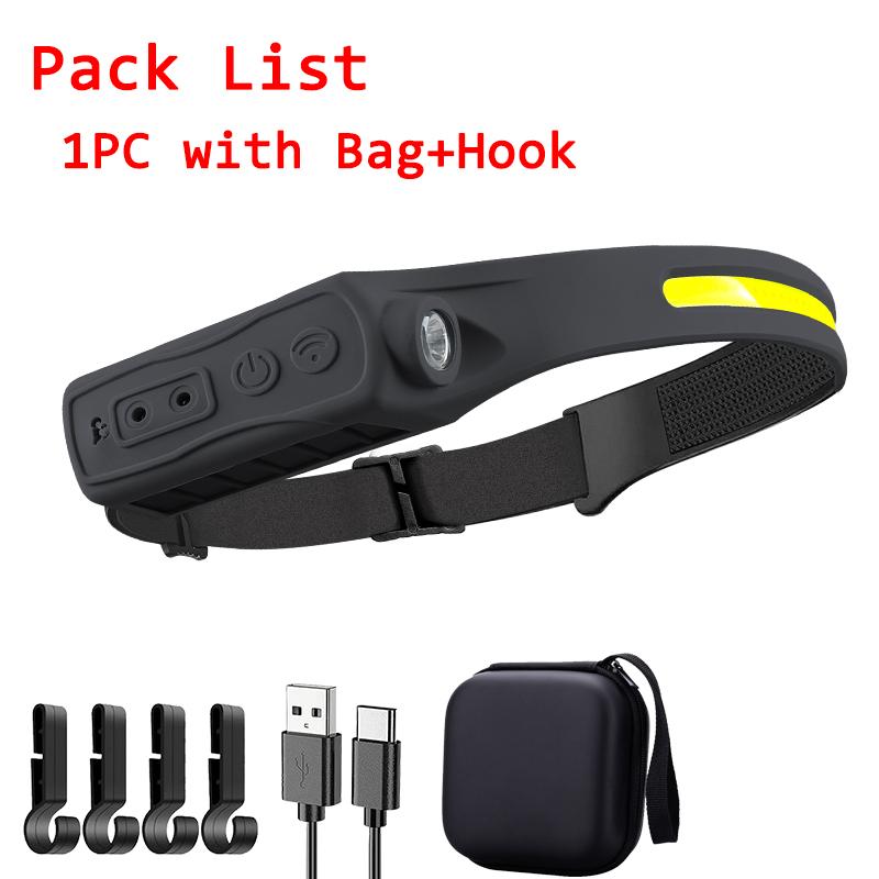 USB Rechargeable LED Sensor Headlamp XPE+COB Headlight Led Head Torch Camping Search Light Head Flashlight for Fishing Lantern